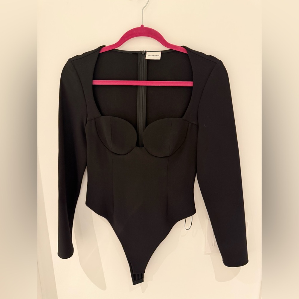 Magda Butrym black bustier bodysuit 36